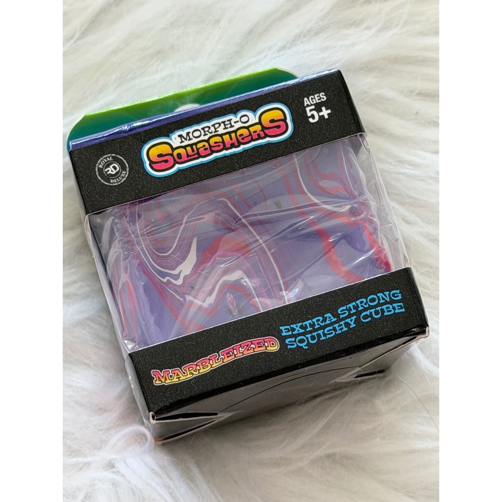 Morph-O Squashers Marbleized Extra Strong Squishy Cube Stress Toy TY81053 Purple